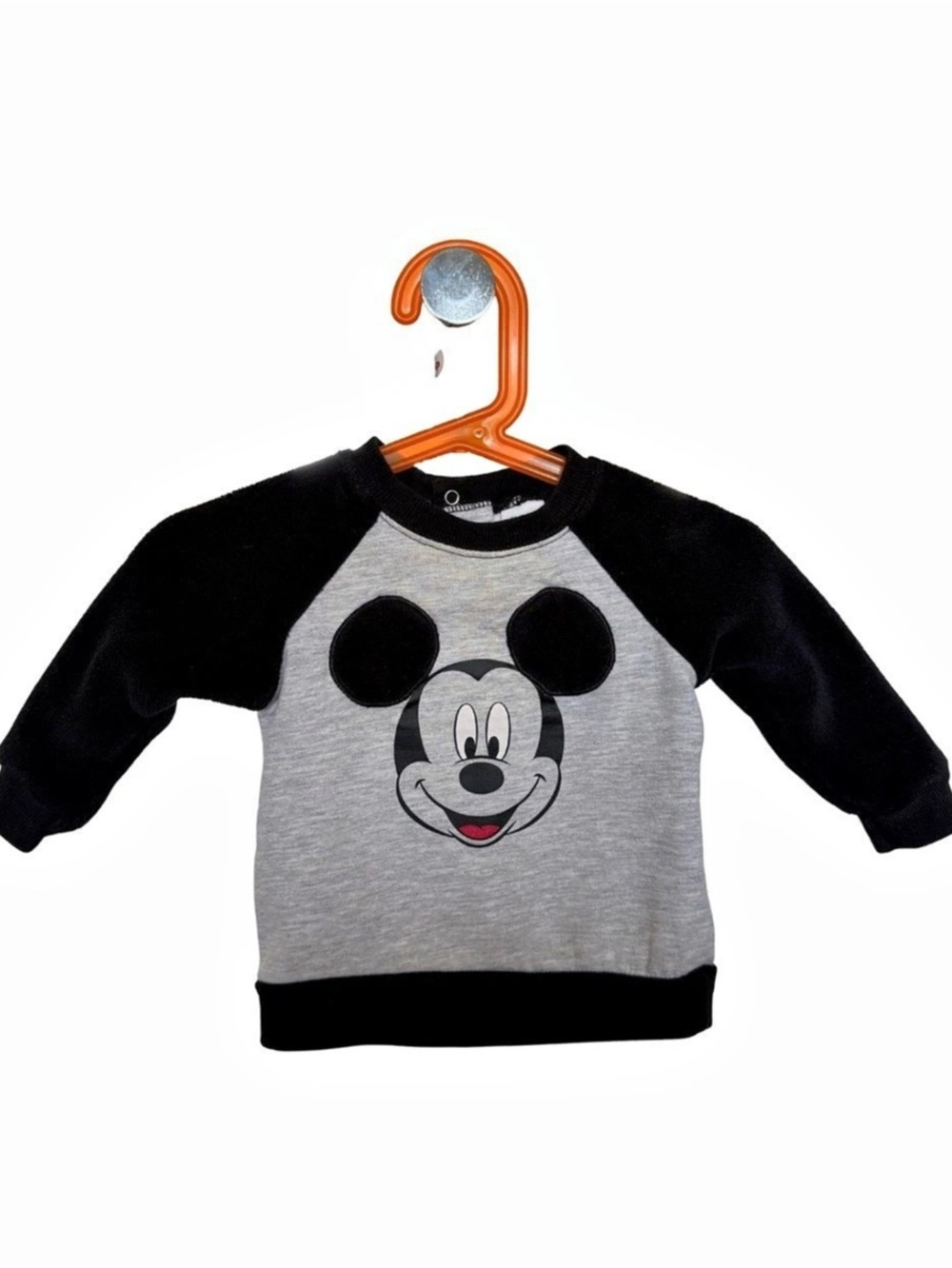 Disney Baby Mickey Mouse 6M Grey Black Plush Ear Sweatshirt